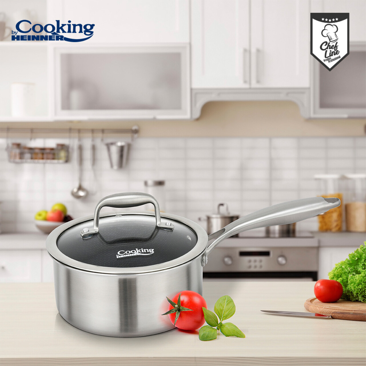 Cratita cu capac 2 L, Titanium3, Cooking by Heinner, 18x9 cm, inox/sticla, argintiu - imagine 6